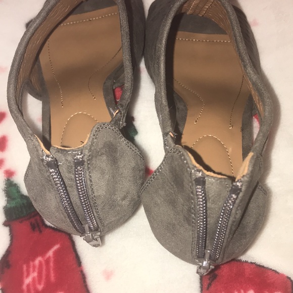 Style & Co Heels Suede like Material Dark Gray Open Toe 3”heel Zip back … - Picture 9 of 11